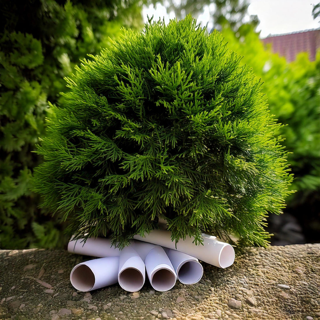 Wallpaper Rolls underneath a Full Bush