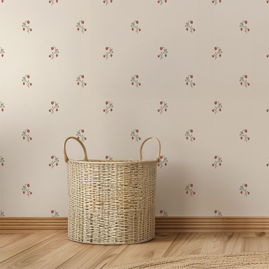 Pippa - Papier peint petites fraises