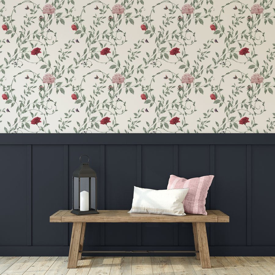 Rosalind - Papier peint à motifs de roses grimpantes