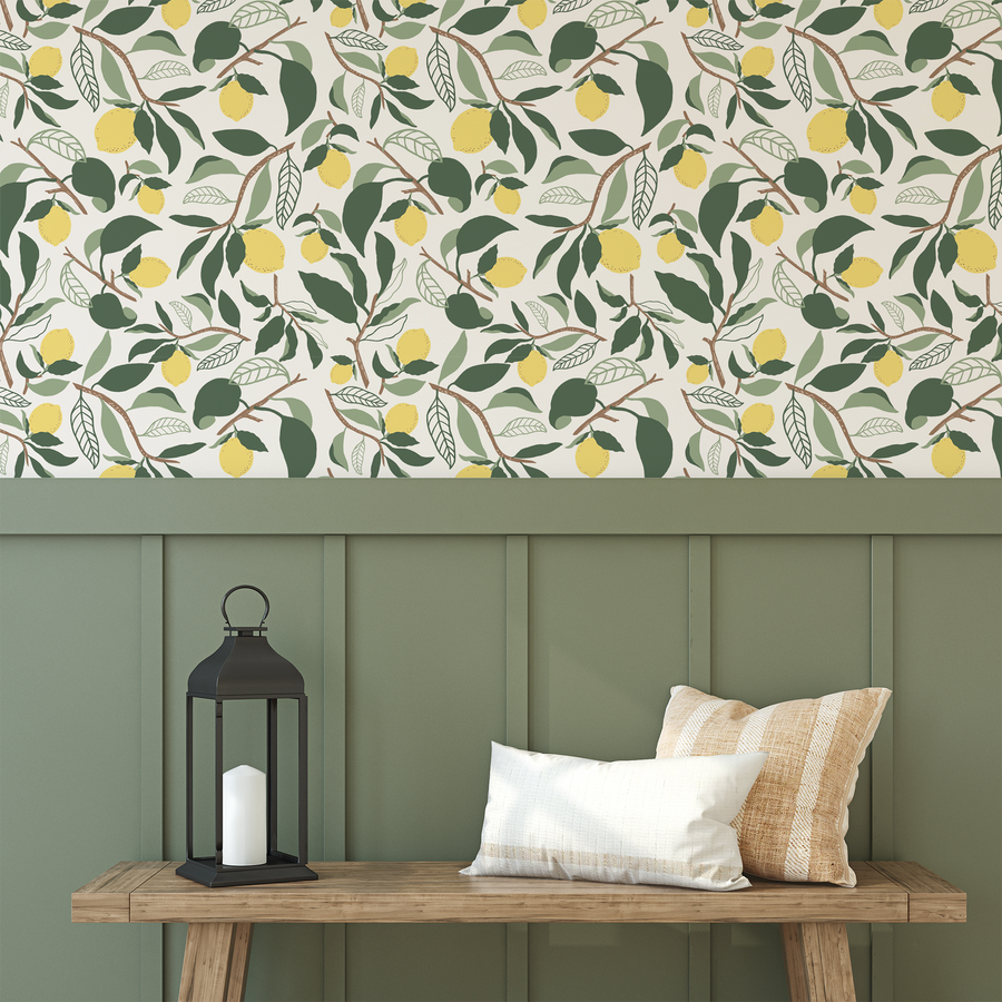 Luna - Papier peint feuilles de citronnier