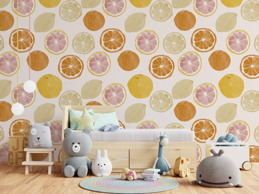 Elara - Citrus Fruit Watercolor Illustrations Wallpaper